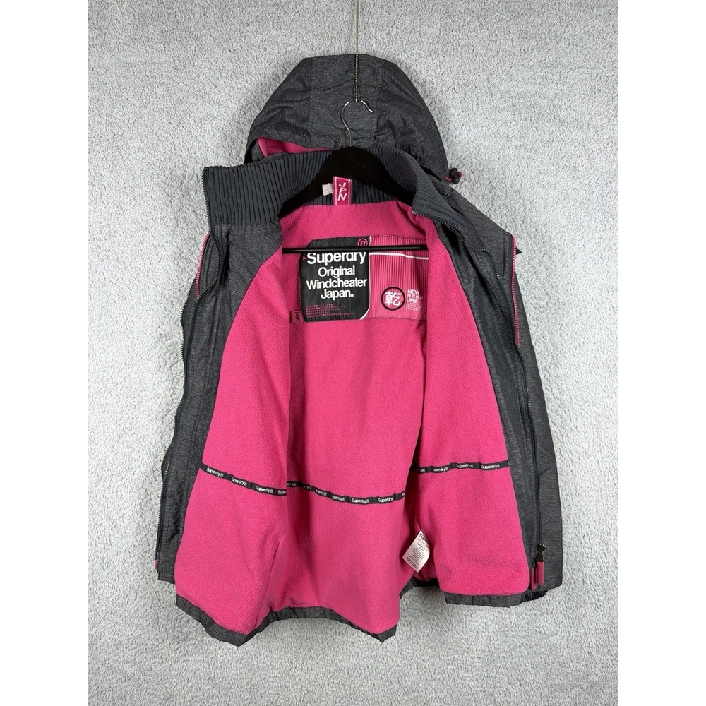 SUPERDRY Womens Windcheater Hooded Windbreaker Jacket Japan Size XS Gray - Picture 2 of 8